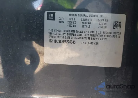 2014 Chevrolet Malibu 1Ls from USA, damaged, VIN 1G11B5SL8EF276345